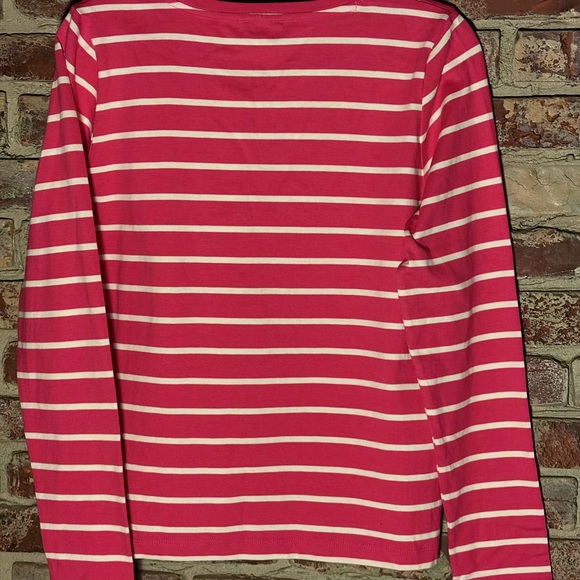 NWT J.Crew Pink Striped Long Sleeve Top Gold Button Nautical Size M - Picture 4 of 4
